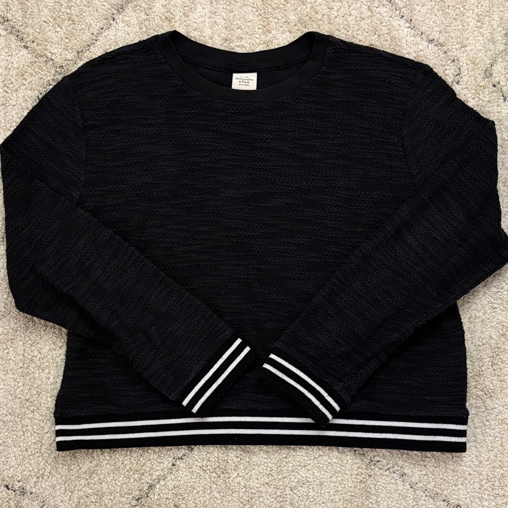 Abercrombie & Fitch Black Sweater with White Striped Cuffs